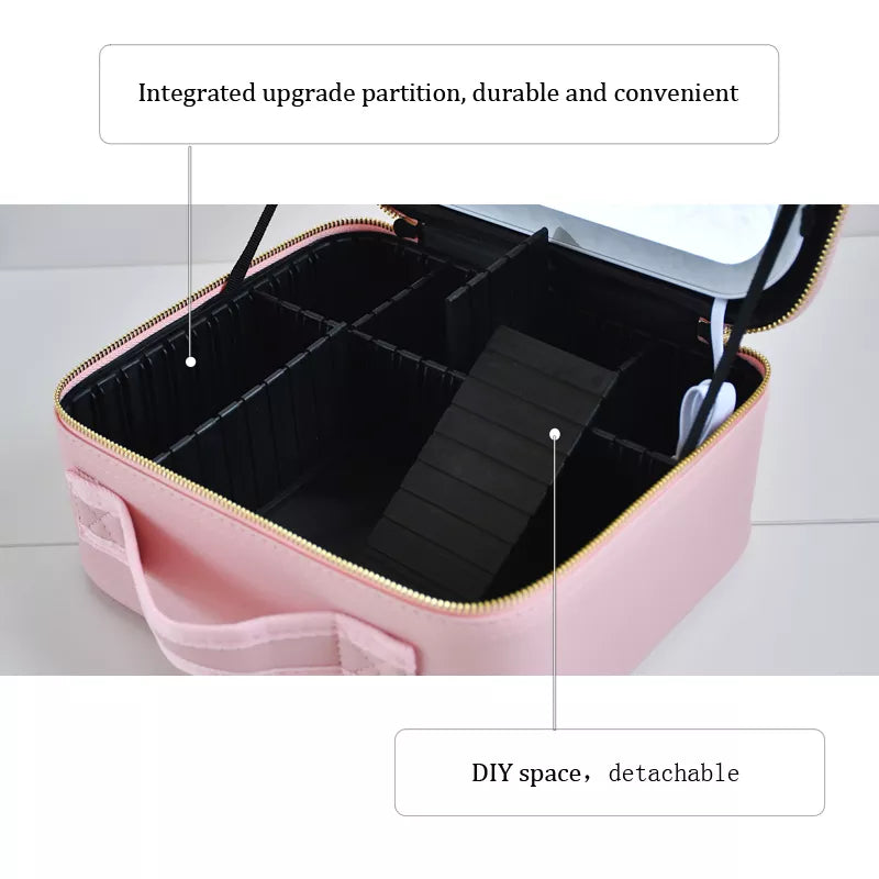 Makeup Bag with Mirror and LED