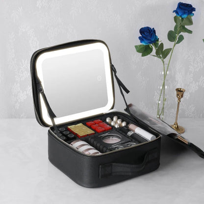 Makeup Bag with Mirror and LED